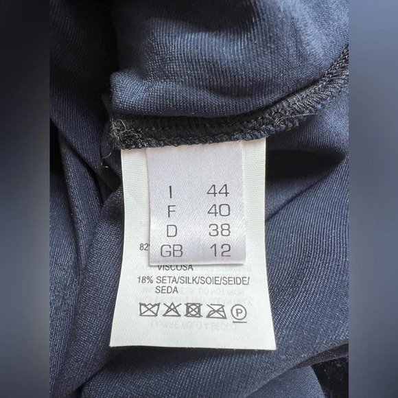 Antonelli Velvet Top Viscose Silk Blend Round Neck Long Sleeve Blue Navy Sz US 8 - Picture 8 of 9